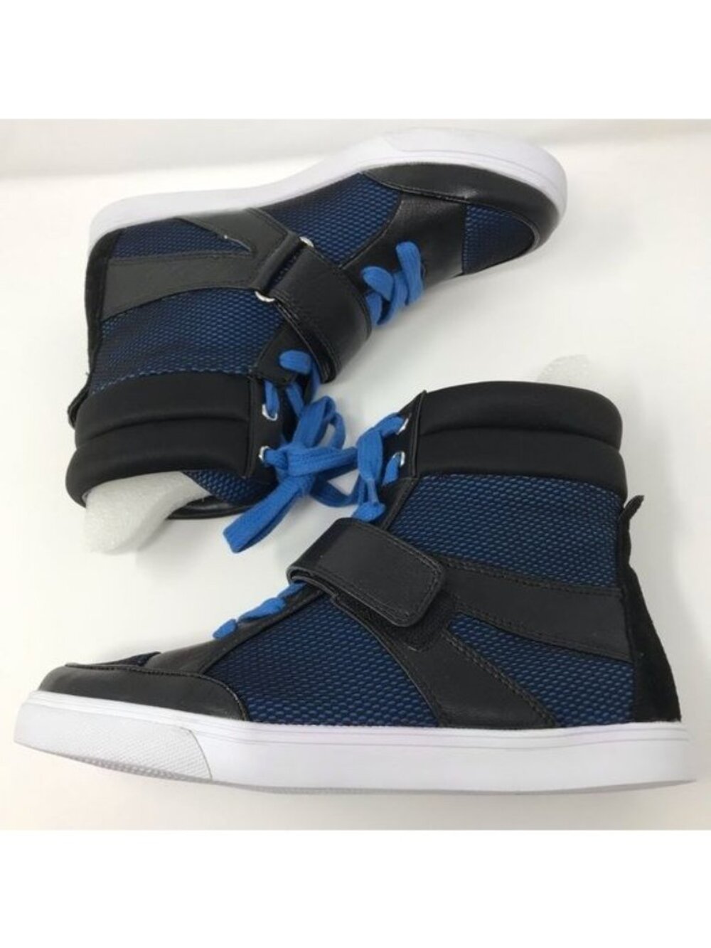 Nine West High-Top Sneakers Blue Black Mesh & Faux Leather Sneaker Boot Size 6.5
